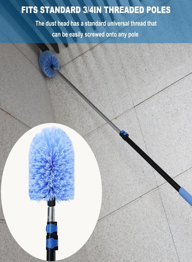 Tonmp Big Cobweb Duster Head Twist-On Spider Web Fuster for Outdoor & Indoor Web Cleaning // Fits Standard 3/4 inch Threaded Poles // Cobweb Duster Brush Head Only (Blue) - Image 4